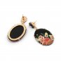 True Artwork Flower Creation - Big Black Lucite & Crystal Earrings