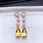 Gorgeous 18k Rose Gold Plated Created Yellow Citrine & CZ Long Dangle Earrings