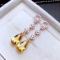 Gorgeous 18k Rose Gold Plated Created Yellow Citrine & CZ Long Dangle Earrings