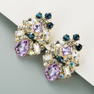 Beautiful Handmade Purple Amethyst in Crystal Cascade Stone Earrings