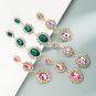 Gorgeous Silver 925 Post 3 Pink Crystal Stone With CZ Dangle Earrings