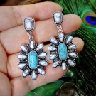 European Bohemian White & Blue Turquoise Stone Design Post Dangle Earrings European Bohemian White & Blue Turquoise Stone Design Post Dangle Earrings