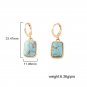 Beautiful Large Retro Leverback Dangle Rectangular Earrings With Blue Turquoise