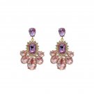 Magnificent Bold Purple & Pink Crystal With CZ Chandelier Earring