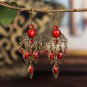 Beautiful Retro Long Red Heart Lucite & Crystal Tassel Chandelier Hook Earrings