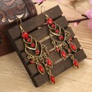 Beautiful Retro 3 Heart Red Lucite & Crystal Tassel Chandelier Hook Earrings Beautiful Retro 3 Heart Red Lucite & Crystal Tassel Chandelier Hook Earrings
