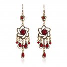 Beautiful Retro Long Swirl Red Lucite & Crystal Tassel Chandelier Hook Earrings Beautiful Retro Long Swirl Red Lucite & Crystal Tassel Chandelier Hook Earrings