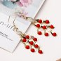 925 Silver Hook 3" Long Retro Festive Red Peacock With CZ Earrings