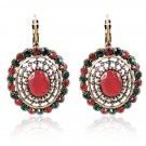 Vintage Bohemian Ethnic Style Retro Big Oval Red Contrast Earrings