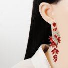 Spectacular 3.75 inch Cascade of Crystal with CZ Earrings - Red