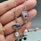 Beautiful Handmade Bohemian Creative Asymmetric Agate Pearl Dangle Hook Earrings Beautiful Handmade Bohemian Creative Asymmetric Agate Pearl Dangle Hook Earrings