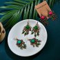 Beautiful Retro Multi Square Lucite & Crystal Tassel Chandelier Hook Earrings
