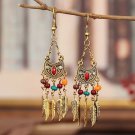 Beautiful Retro Multi Lucite & Crystal Feather Tassel Chandelier Hook Earrings