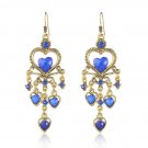 Retro Long Blue Big Heart Lucite & Crystal Tassel Chandelier Hook Earring Retro Long Blue Big Heart Lucite & Crystal Tassel Chandelier Hook Earring