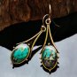 Beautiful Handmade Retro Marble Oval Turquoise Gold Tone Hook Earring