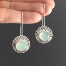 Fashion Bohemian Aqua Green Chalcedony Creative Retro Dangle Drop Earrings