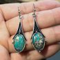 Beautiful Handmade Retro Marble Oval Turquoise Silver Tone Hook Earring