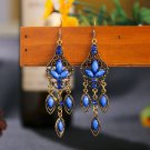 Beautiful Retro Long 3 Tassel Blue Lucite & Crystal Chandelier Hook Earrings
