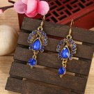Beautiful Retro Blue Peacock Lucite & Crystal Hook Earrings Beautiful Retro Blue Peacock Lucite & Crystal Hook Earrings