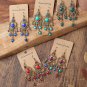 Retro Long Red Big Heart Lucite & Crystal Tassel Chandelier Hook Earring