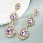 Gorgeous Silver 925 Post 3 Purple Crystal Stone With CZ Dangle Earrings