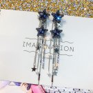 I AM A STAR - Sensational Retro Long Blue Crystal Stars With Tassel Earrings