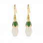 Exquisite Retro White Jade Tulip Gold Plated Copper Hook Earrings