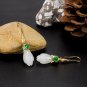 Exquisite Retro White Jade Tulip Gold Plated Copper Hook Earrings