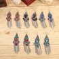 Retro Silver 4" Multi Water Drop Crystal Chain Tassel Chandelier Hook Earrings
