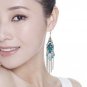 Retro Silver 4" Multi Water Drop Crystal Chain Tassel Chandelier Hook Earrings