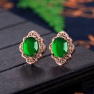 Charming Small Retro Green Jade Ethnic Style Rose Gold Plated Earrings Charming Small Retro Green Jade Ethnic Style Rose Gold Plated Earrings