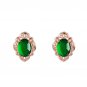 Charming Small Retro Green Jade Ethnic Style Rose Gold Plated Earrings