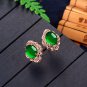 Charming Small Retro Green Jade Ethnic Style Rose Gold Plated Earrings