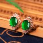 Charming Small Retro Green Jade Ethnic Style Rose Gold Plated Earrings