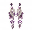 Spectacular 3.75 inch Cascade of Crystal with CZ Earrings - Purple