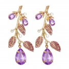 Beautiful Handmade Twig with Purple Crystal Berries & Leaves Earrings Beautiful Handmade Twig with Purple Crystal Berries & Leaves Earrings