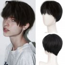 Handsome Flat Bangs Synthetic Wig - Dark Brown