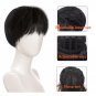 Handsome Flat Bangs Synthetic Wig - Dark Brown