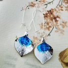Beautiful Sky Blue Crystal Orchid Bud Petal Leaf 925 Silver Plated Earrings Beautiful Sky Blue Crystal Orchid Bud Petal Leaf 925 Silver Plated Earrings