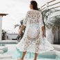 Unique White Lace Embroidered One Size Beachwear Swim Cover Up