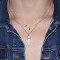 On Double Yellow Chain Moon Crescent With White Stone Bullet Pendulum Necklace
