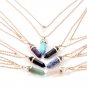 On Double Yellow Chain Moon Crescent With White Stone Bullet Pendulum Necklace