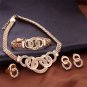 18k 4pcs Yellow Gold Plated Modern Jewelry Set with Clear CZ