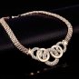 18k 4pcs Yellow Gold Plated Modern Jewelry Set with Clear CZ