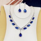 Exquisite Silver Plated Necklace & Earrings Blue Rhinestone Crystal Sets Exquisite Silver Plated Necklace & Earrings Blue Rhinestone Crystal Sets