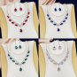 Exquisite Silver Plated Necklace & Earrings Blue Rhinestone Crystal Sets