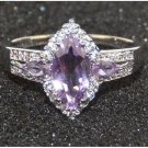Size 10 Remarkable Handmade Genuine 2.50ctw Amethyst & CZ Around Silver Ring Size 10 Remarkable Handmade Genuine 2.50ctw Amethyst & CZ Around Silver Ring