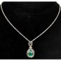 Impeccable Handmade Genuine Green Agate Silver 3pc Set Pendant Chain & Earrings