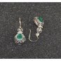 Impeccable Handmade Genuine Green Agate Silver 3pc Set Pendant Chain & Earrings