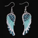 Classic Beautiful Blue Angel Wings Earrings With Crystals